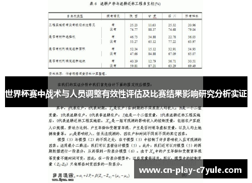 世界杯赛中战术与人员调整有效性评估及比赛结果影响研究分析实证